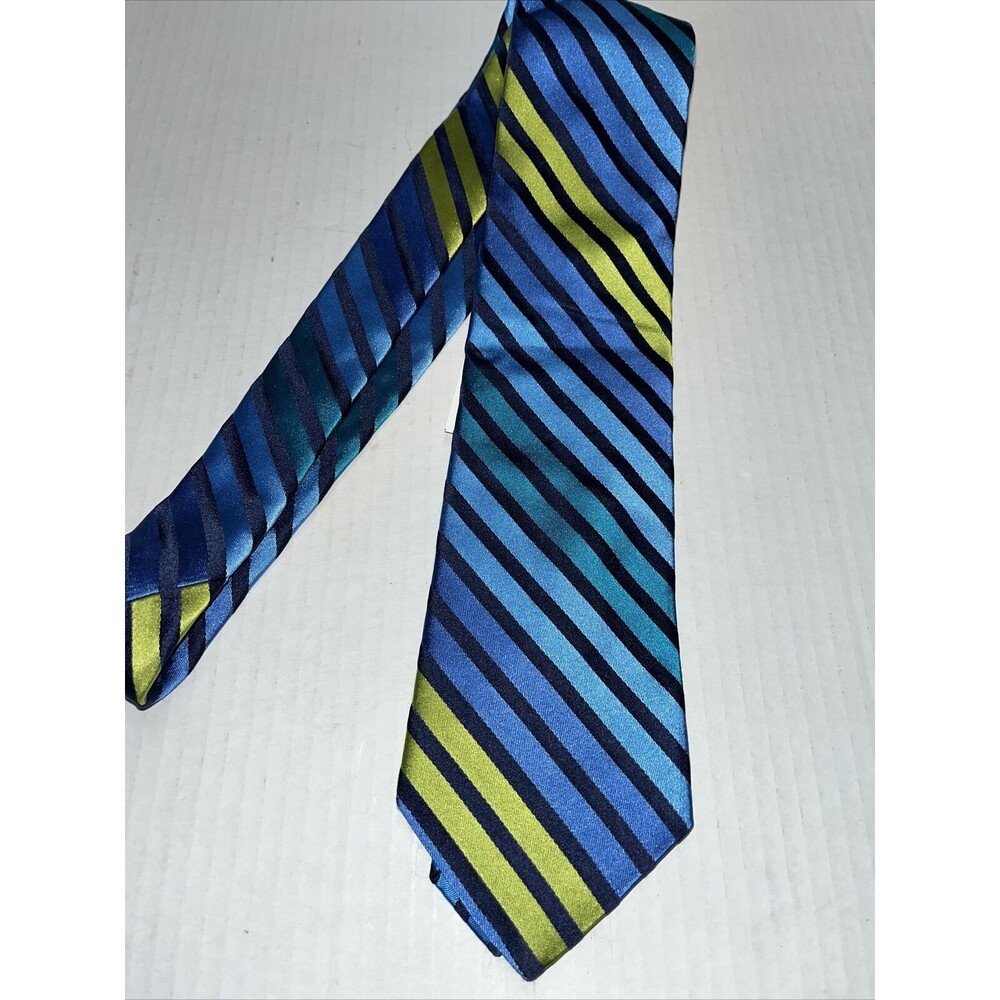 Ted Baker Men's Tie Blue Striped Silk - Picture 1 of 4